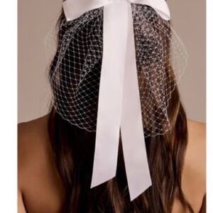 Elegant White Bow Hair Birdcage veil Accessory